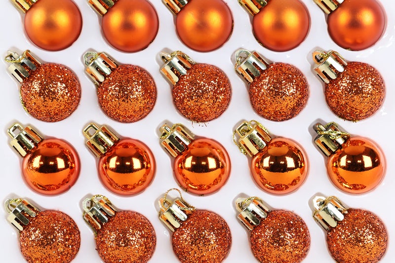 Christmas ConceptsÂ® Pack of 25-25mm Mini Christmas Tree Baubles - Shiny, Matte & Glitter Decorated Ornaments (Copper) - Image 5